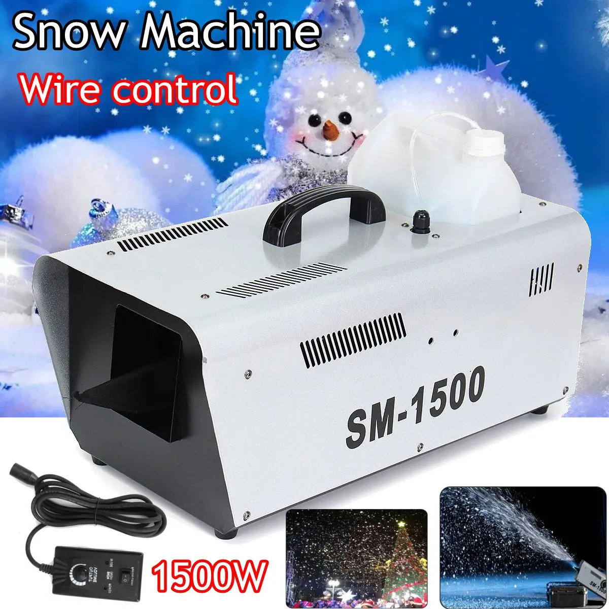 

110V/220v 1500W High Output Snow Machine Artificial Snowflake DJ Disco w Remote & 5L Fluid