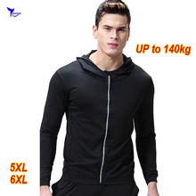 6XL плюс размер быстросохнущие спортивные свитера для мужчин длинный рукав, дышащий фитнес с капюшоном Спортивные куртки бег молния толстовки