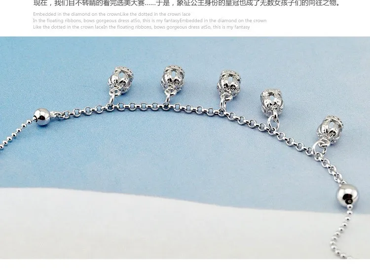 Подлинная твердая 925 стерлингового серебра ножной браслет для женщин Чистая серебряная нога браслет, модный браслет ювелирные изделия
