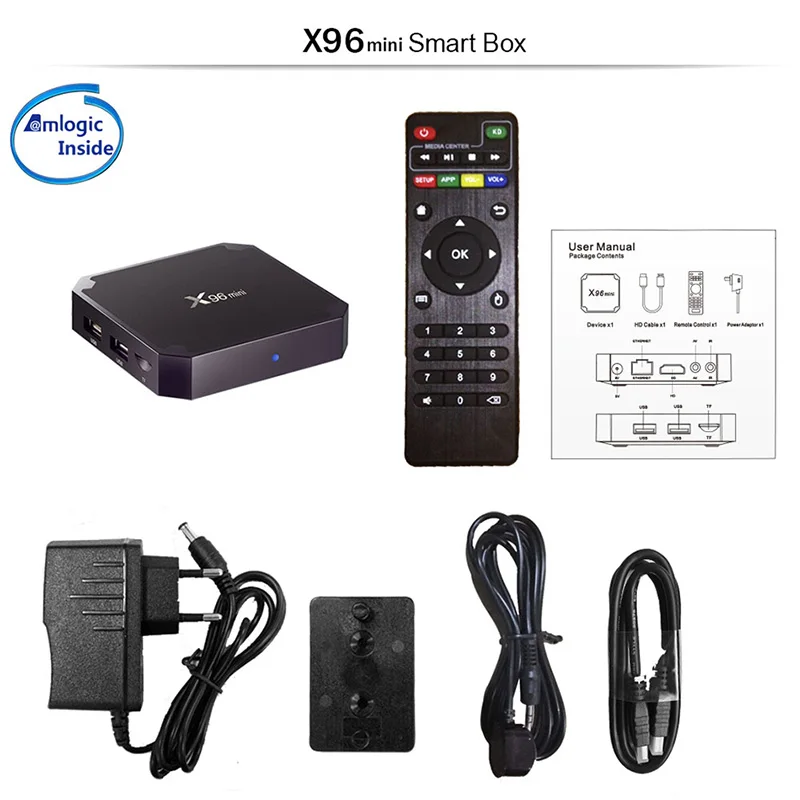XGODY X96 мини 4K HD ТВ приставка Android 7,1 Nougat медиаплеер S905W четырехъядерный 2+ 16 ТВ приставка стример ТВ ресивер HDMI