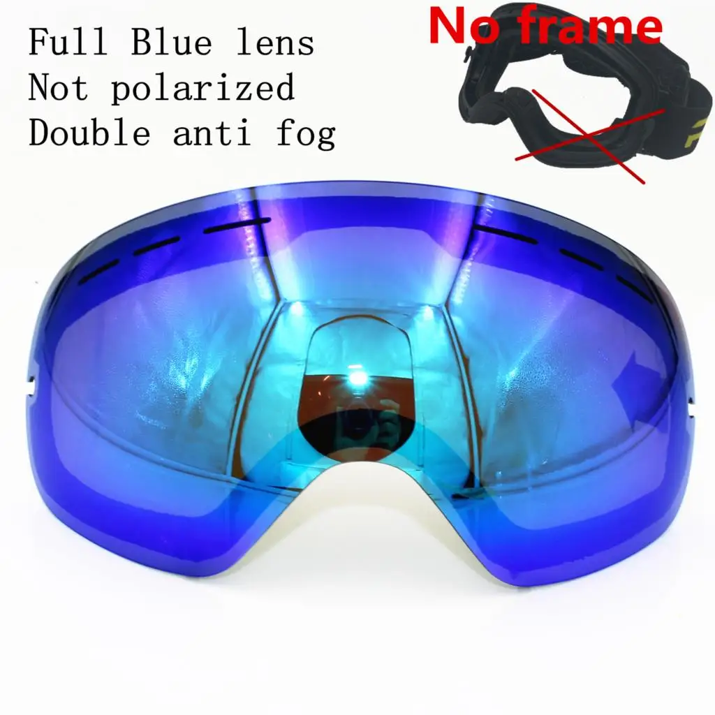 Брендовые лыжные очки двойные UV400 слои Анти-туман большой Лыжная маска очки для катания на лыжах мужчины женщины снег сноуборд поляризованные линзы - Цвет: blue lens (No frame)