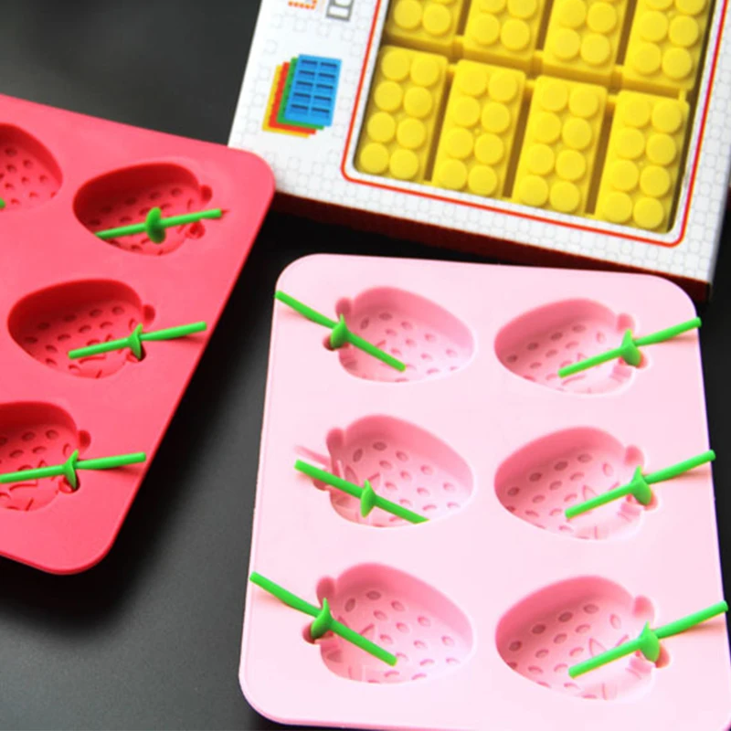 DIY Форма для льда клубника Моделирование два слота дизайн летнее мороженое
