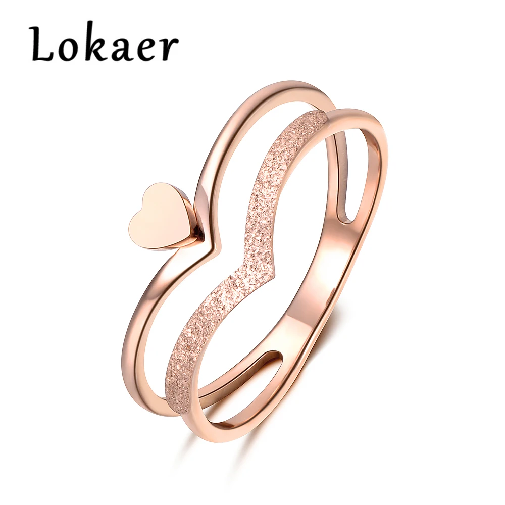 

Lokaer Heart-shaped Crown Molde Ring Rose Gold Color Stainless Steel Jewelry Gift For Women R18140