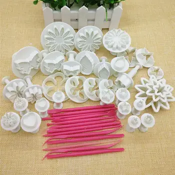 

47PCS DIY Fondant Cake Decorating Sugarcraft Plunger Cutter Cookies Tools Mould Set Durable 3D Sugarcraft Cake Decorating Tools