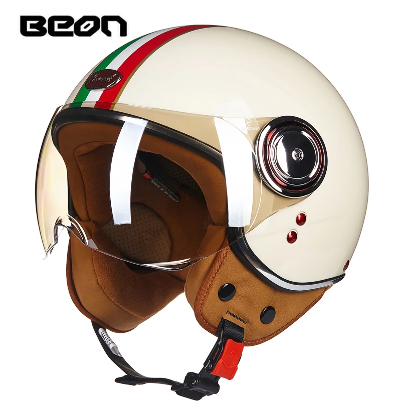 BEON мотоциклетный шлем 3/4, шлем для скутера, шлем для мотокросса, винтажный Ретро головной убор, ECE Casco с ветрозащитным козырьком B110