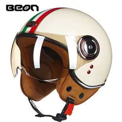 BEON мотоцикл 3/4 половина шлем самокат мотокросс шлем Jet Винтаж Ретро головные уборы ECE Casco с ветрозащитной B110 козырек