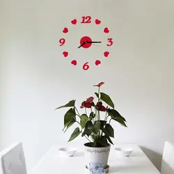 Новинка 2017 года Ультрамодный DIY наклейки Современный дизайн мебели стикер 3D домашний декор, акриловые зеркало красные часы поверхности