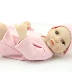 11 дюйм(ов) новорожденная кукла девочка полный Силиконовый маленький арахис принцесса девочка куклы носить розовую одежду подарок для