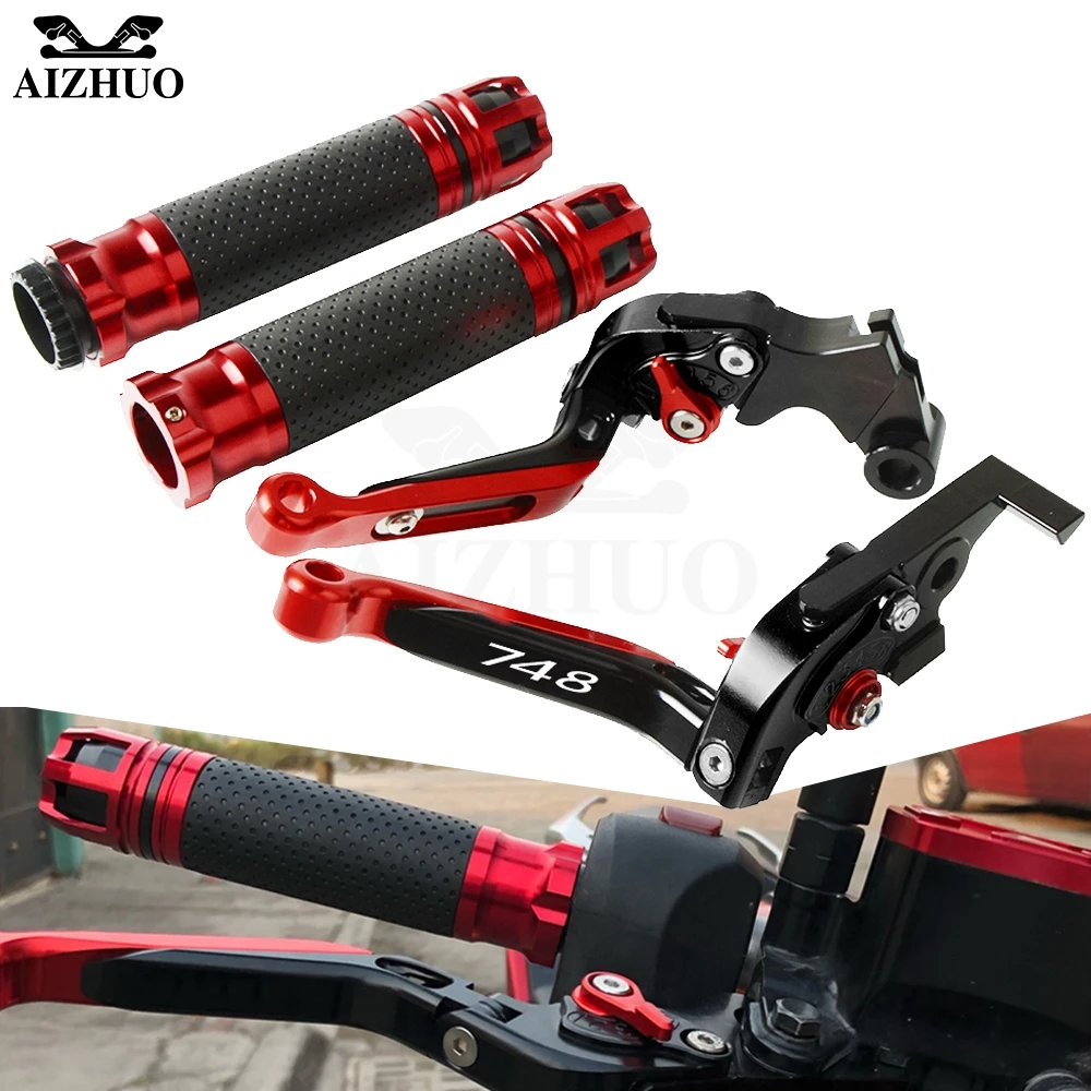 

Motorcycle Accessories Brake Clutch Lever Extendable+Hand Grips Handlebar For DUCATI 748/750SS 750SS 1999-2002 2000 2001