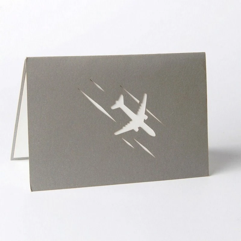  Cards 3D Fly Plane Laser Cut Invitation Greeting Handmade Carving Aircraft Paper Business PostCard  - 4000369566516