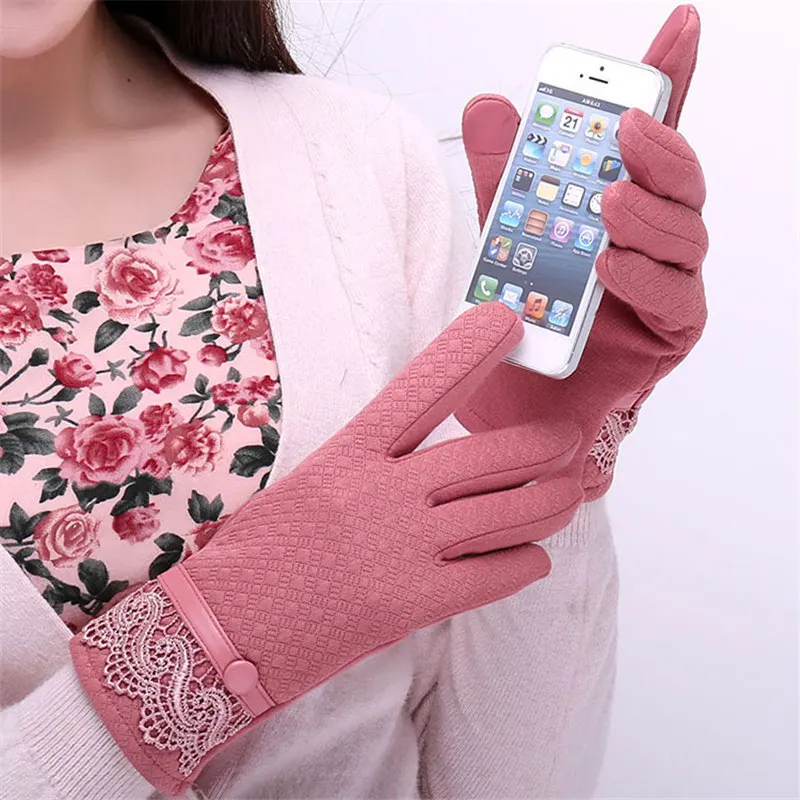 Touch Screen Lady Korean Version Woman Gloves Sweet Lace Wrist Keep Warm Driving Female Mittens 2019 New XSS12 Touch Screen Lady Korean Version Woman Gloves Sweet Lace Wrist Keep Warm Driving Female Mittens 2019 New XSS12