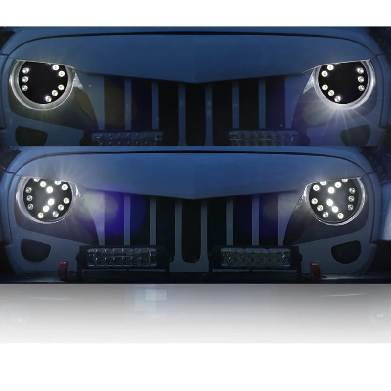 FADUIES 1 Pair Black 7inch Arrow Style Round HiLo Beam LED Headlights For Jeep Wrangler TJ JK Unlimited 97+ (4)