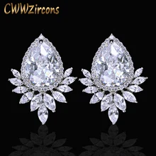 CWWZircons брендовые трендовые женские серьги с бриллиантами, серебряные сверкающие серьги-капли с кубическим цирконием CZ377