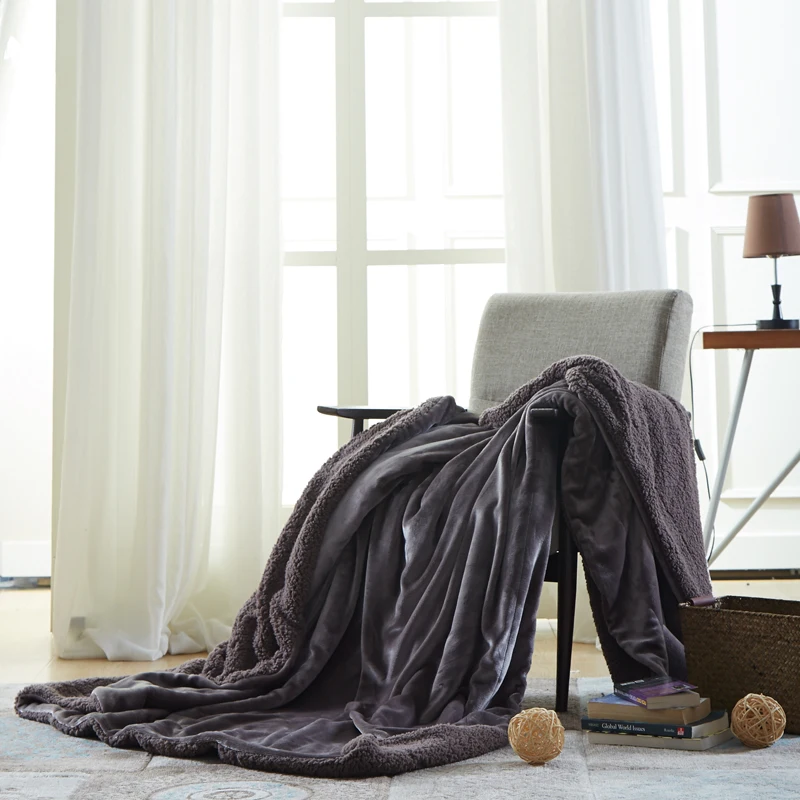 

Low-Key Dark Grey Pure Color Blanket Sofa Bedding Throws Thin Smooth Soft Warm In Winter 200x230cm Size Christmas Gift Blankets