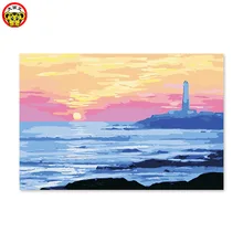 Картина по номерам художественная краска по номерам Сделай Сам масляная Автопортрет окрашенный цвет заполняющий подарок ручной работы украшение маяк ночью