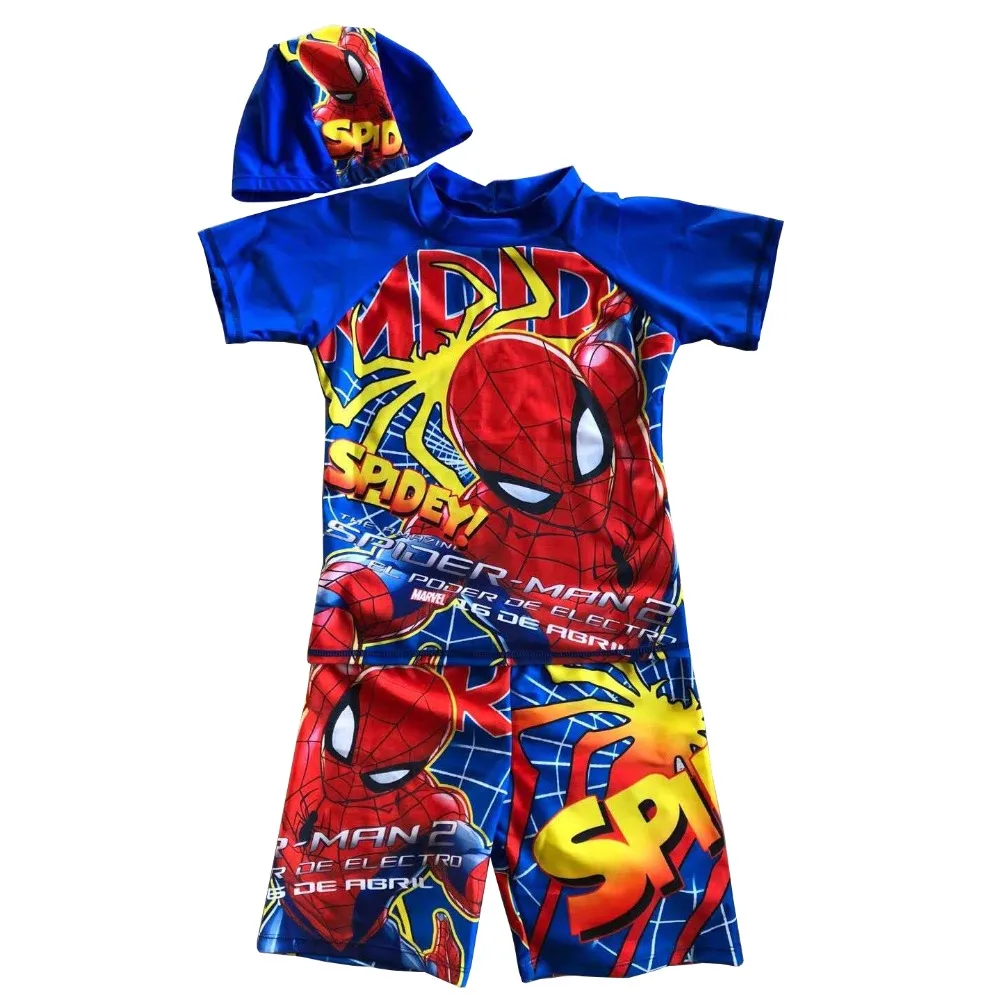 Boys Swimsuit Two Piece Rash Guard UPF50+ Sleeve Sunsuit Swimwear Sets Cartoon Children Swimming Suit With Swimming Cap Bathsuit (11)