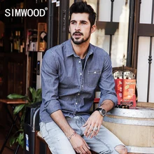 Simwood 2017 neue frühling sommer striped damen-shirts männer 100% reiner baumwolle langarm slim fit cs1576