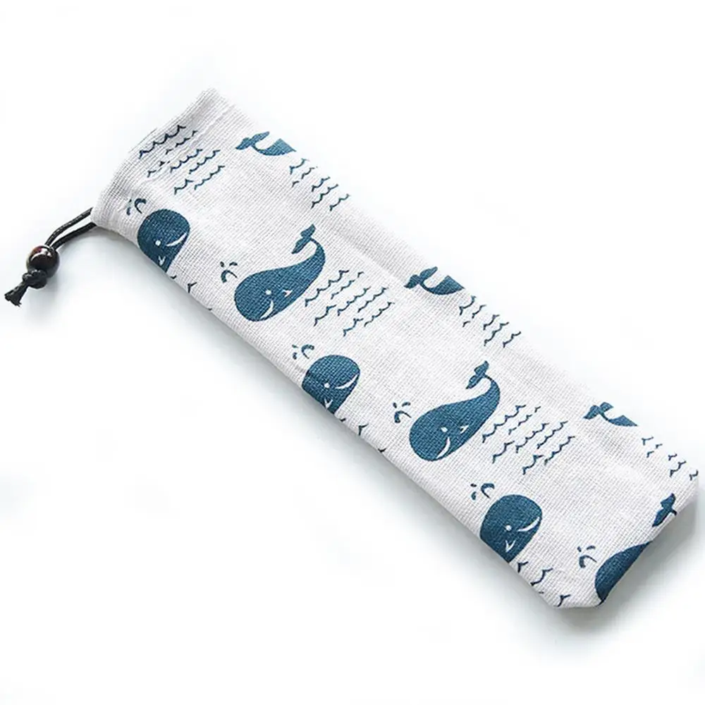Portable Stainless Steel Metal Straw Bag Reusable Straw Pouch Chopsticks Spoon Knife Fork Cutlery Storage bag 1 Pc