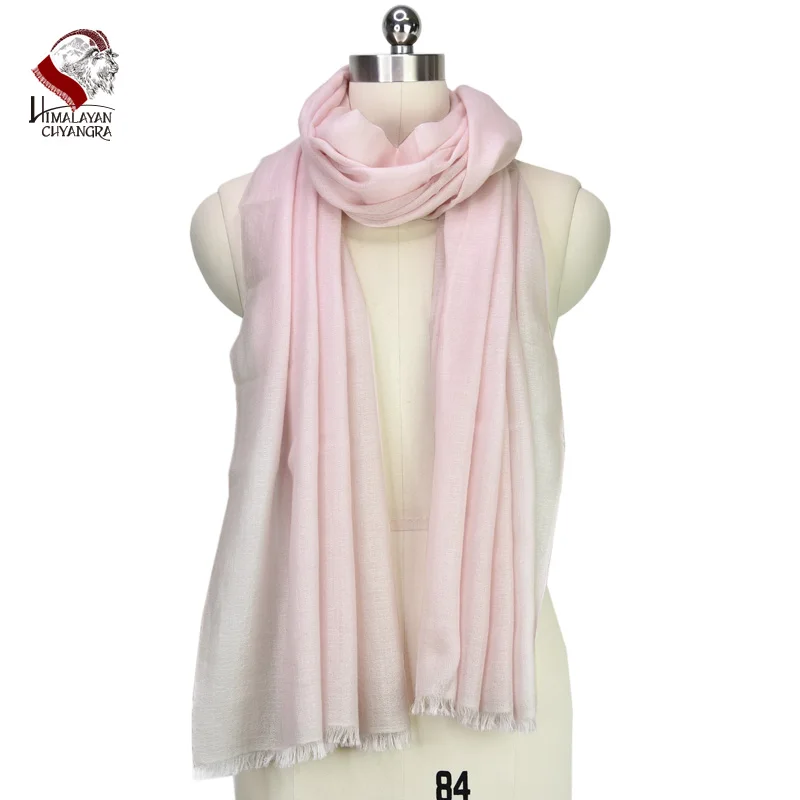 Ультра тонкий непальский кашемир/Пашмина сплошной цвет белый шарф шаль глушитель с фабрики мягкие и удобные - Цвет: Light Pink