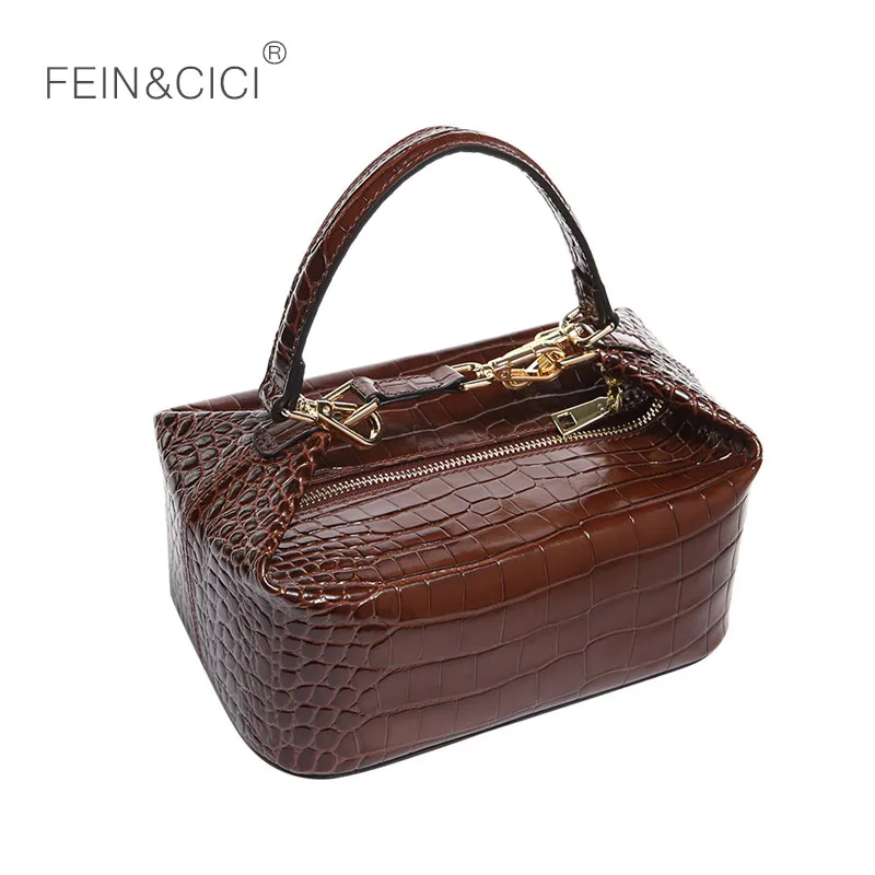

Crocodile Pattern Box bag cute animal print alligator leather bracelet bag women 2018 new party handbag black brown