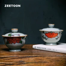 180 мл Цзиндэчжэнь керамическая глазурь кракле ручная роспись Gaiwan Чайный сервиз чайный горшок чашка Mster Крышка Чаша супница винтажный домашний декор