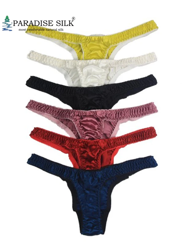 

Womens Thong 6 Pairs 100% Natural Silk Female G-String Panties Lingerie Underpants Size US S M L XL XXL