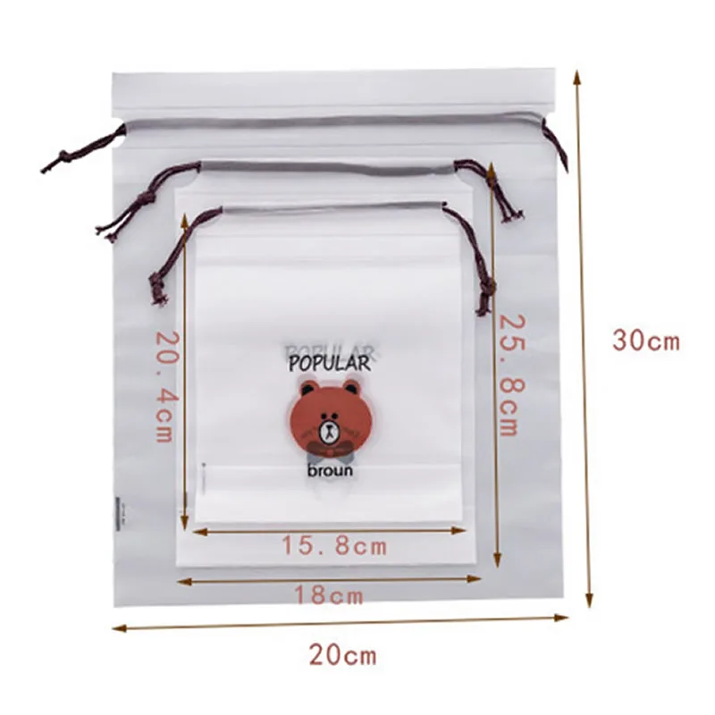 الكرتون الدب واضح أشتات المنظم السفر تخزين أكياس شفافة حقيبة تغلق بسحاب التجميل الحمام المنظم كيس غسيل للمرحاض