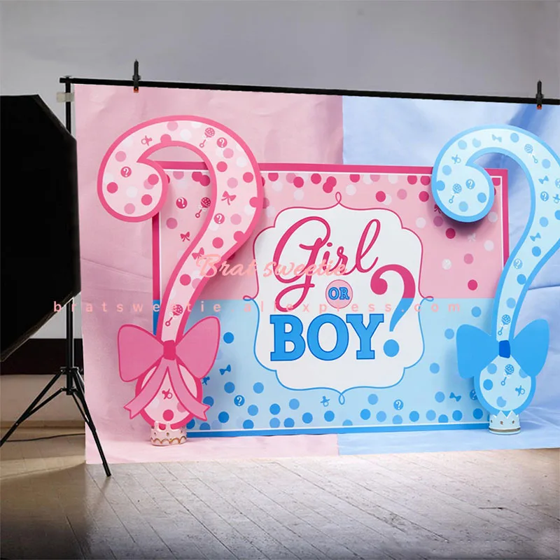 7x5ft Girl or Boy Gender Reveal Backdrop Photography Paty Background Gender Reveal Wall Decoration Photo Studio Booth Supplies