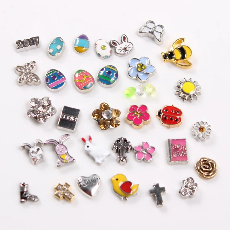 2017 Новые Пасхальные плавающие амулеты яйцо Rabit семья цветок бабочка Крест