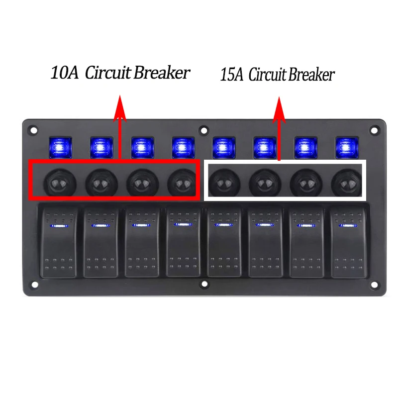 Автомобиль 8 банд переключатель панель 12 В автоматический переключатель автоматические выключатели с предохранителем для автомобиля авто лодка морской корабль караван джип катер