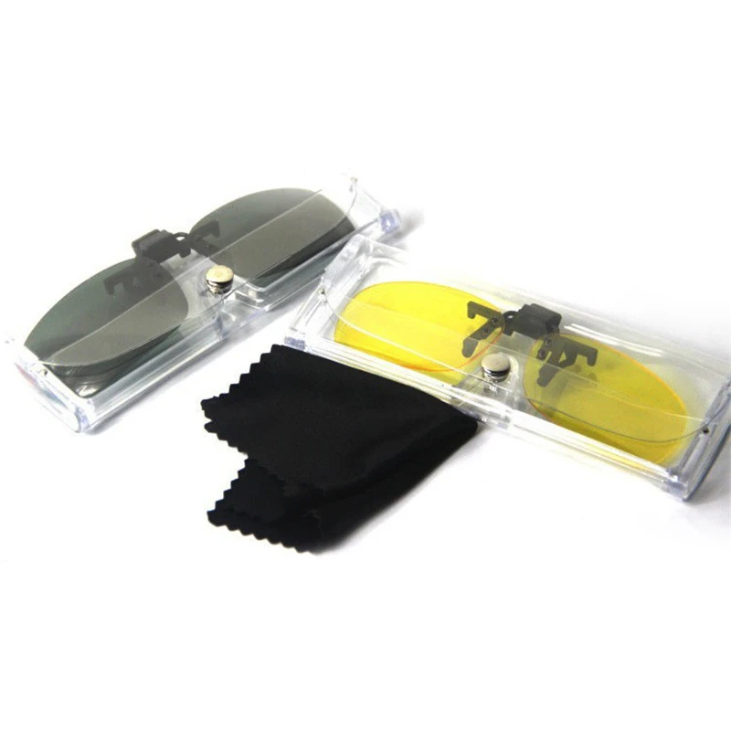 Polarized Clip On Sunglasses Driving Night Vision Lens Sun Glasses Male Anti-UVA UVB For Men Women With Case & Glasses Cloth Polarized Clip On Sunglasses Driving Night Vision Lens Sun Glasses Male Anti-UVA UVB For Men Women With Case & Glasses Cloth