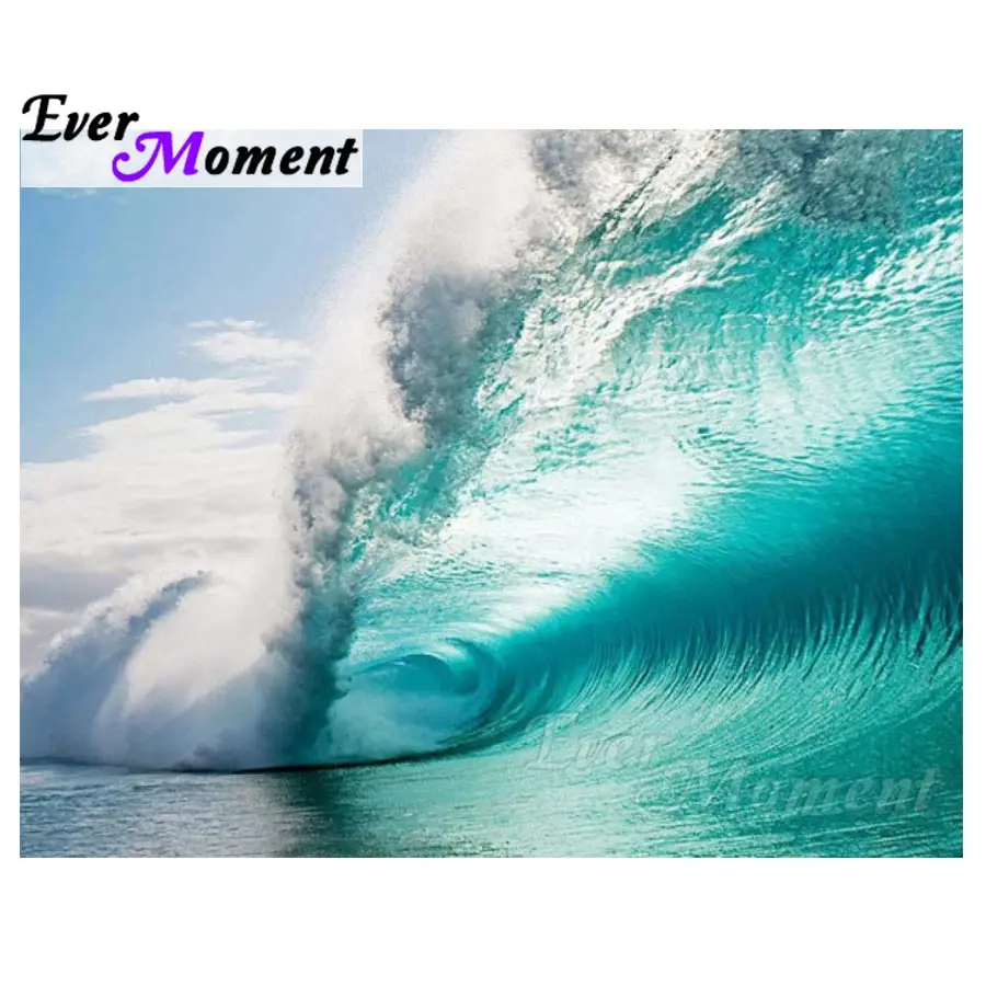 

Ever Moment Diamond Painting Sea Spray Blue Surf Picture Mosaic Diamond Embroidery Full Square Cross Stitch Decoration S2F278