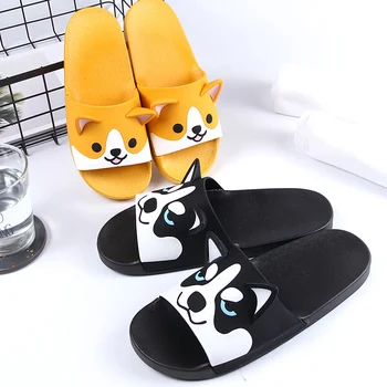 

Cute Dog Cat Summer Women Girls Slide Sandals Animal Cartoon Beach Slippers Platform Slides Shoes Ladies Slip On Flip Flops