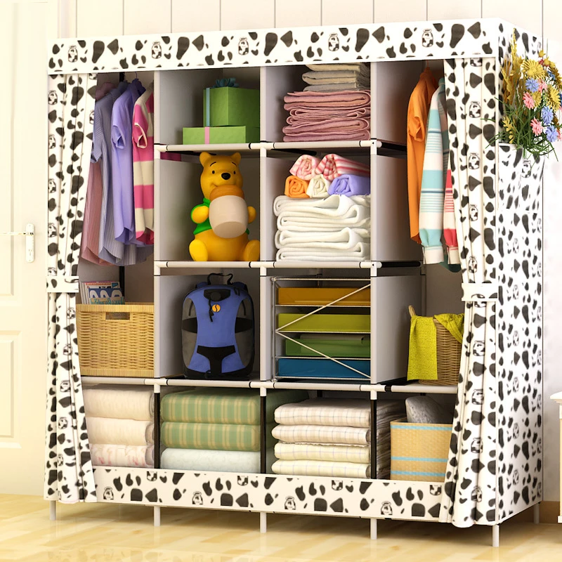 

Modern Simple Wardrobe Household Fabric Folding Cloth Closet Storage Assembly King Size Reinforcement Combination Simple Cabinet