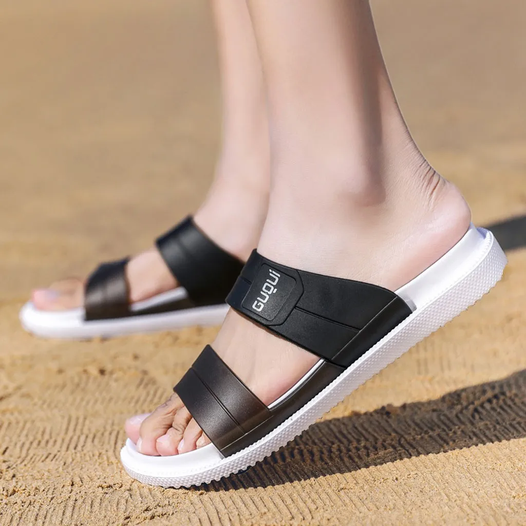 SAGACE men Summer slippers Non-slip Flip Flops Outdoor Slippers Couple Beach Slippers Indoor Sandals for Couple Bath Slipper