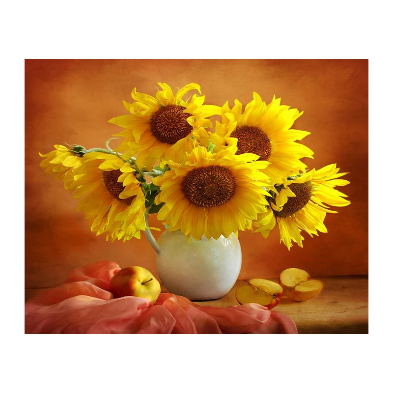 NEW DIY Diamond Painting Flower Diamond Needlework Crafts Best Full Diamond Embroidery Sunflower On The Table Home Decor 