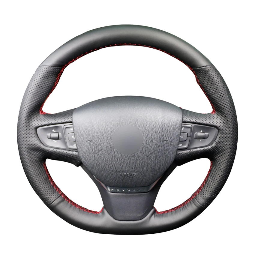 

Hand-stitched Black PU Artificial Leather Car Steering Wheel Cover Braid for Peugeot 408 2014 2015