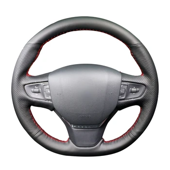 

Hand-stitched Black PU Artificial Leather Car Steering Wheel Cover for Peugeot 408 2014 2015