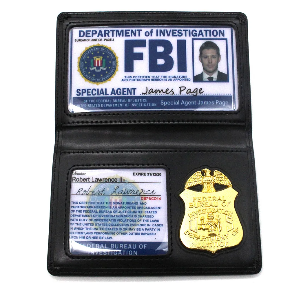Ролевые игры Реквизит Сверхъестественное Дин Сэм Винчестер FBI значок держатель для карт полиции ID карты Косплей обучающая игрушка