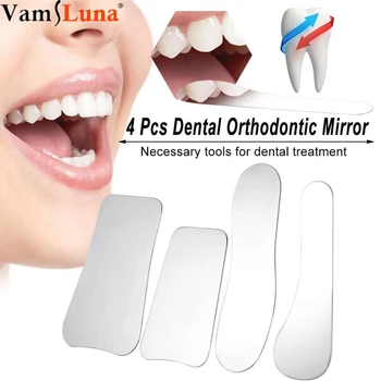 

1 Set 4Pcs Stainless Steel Dental Photography Mirror Orthodontic Intra-oral Reflector Plated Glass Dental Tool