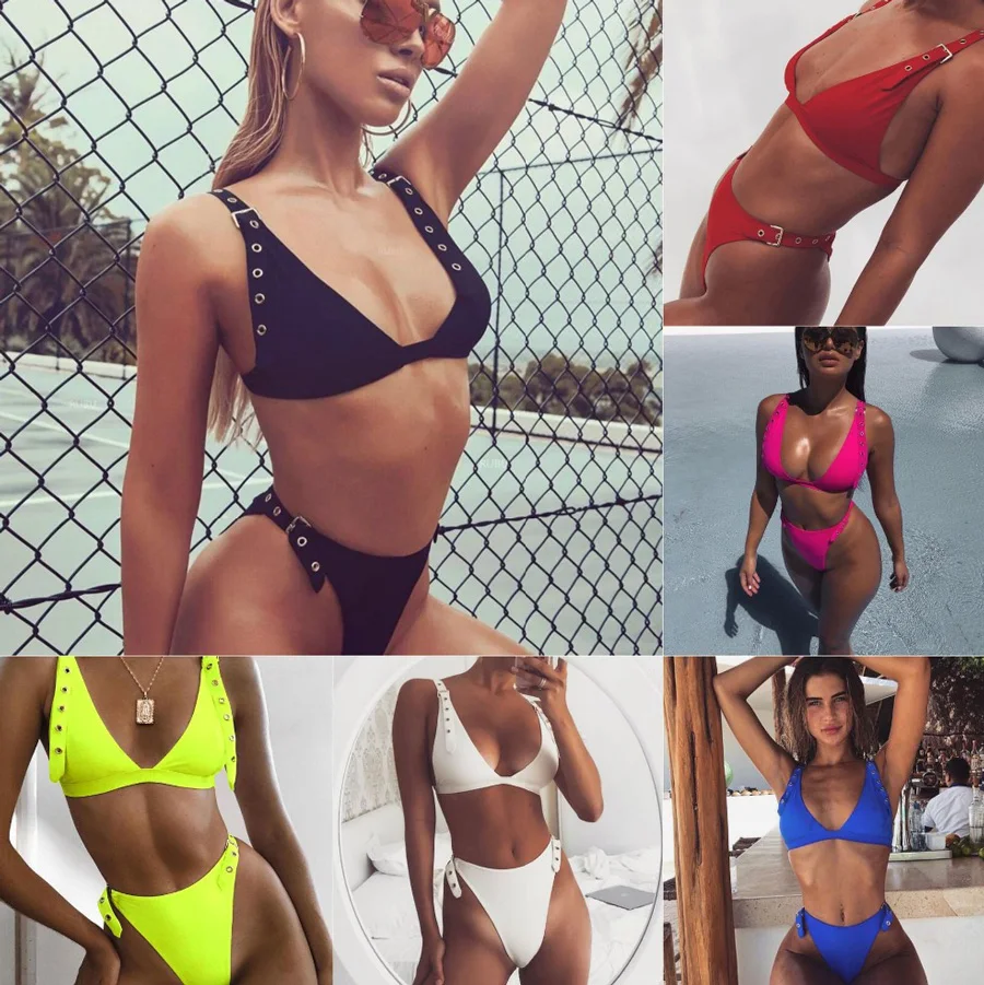 

High Waist Bikini Set 2019 Adjust Strap Swimsuit Women Thong Swimwear Female Two Pieces Bikini Brazilian Bathing Suit Beachwear