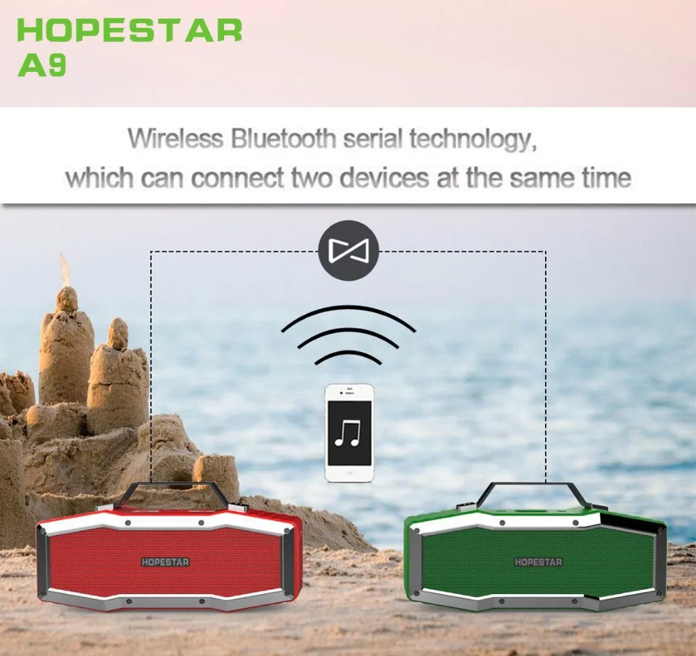 HOPESTAR A9 IPX6 Водонепроницаемый Bluetooth динамик открытый портативный беспроводной громкий динамик звуковая система 3D стерео музыка объемный