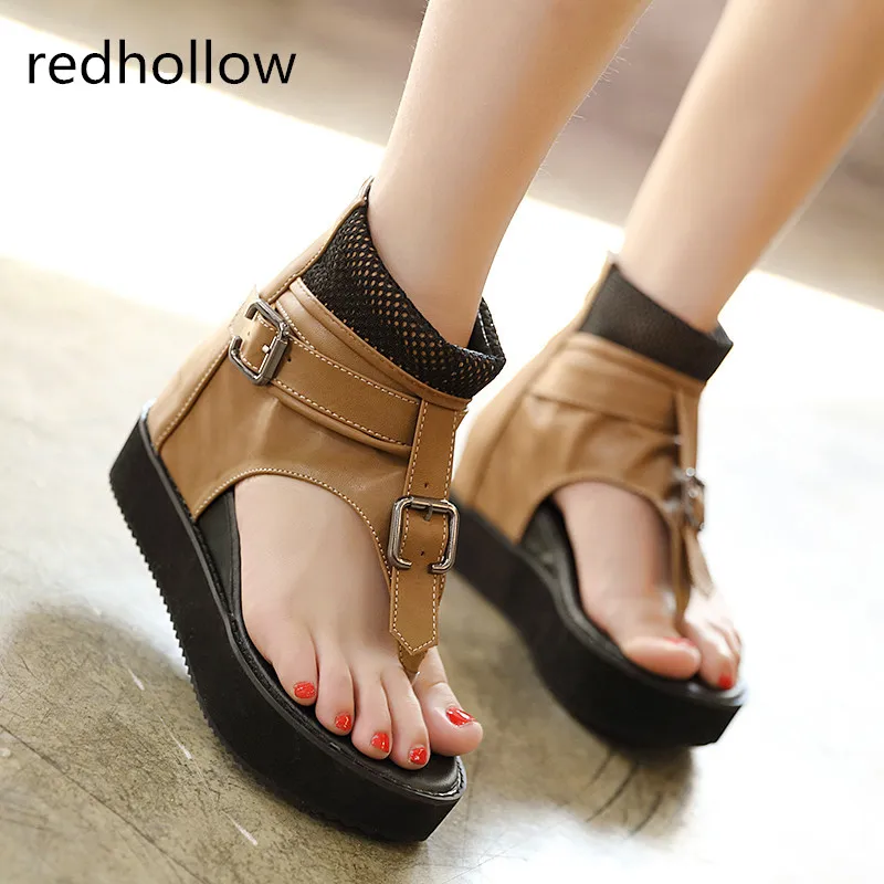 

Womens Summer Sandals Gladiator Wedges Casual Shoes Real Leather Fashion Footwear For Woman Rome Style Sandalias High Heels