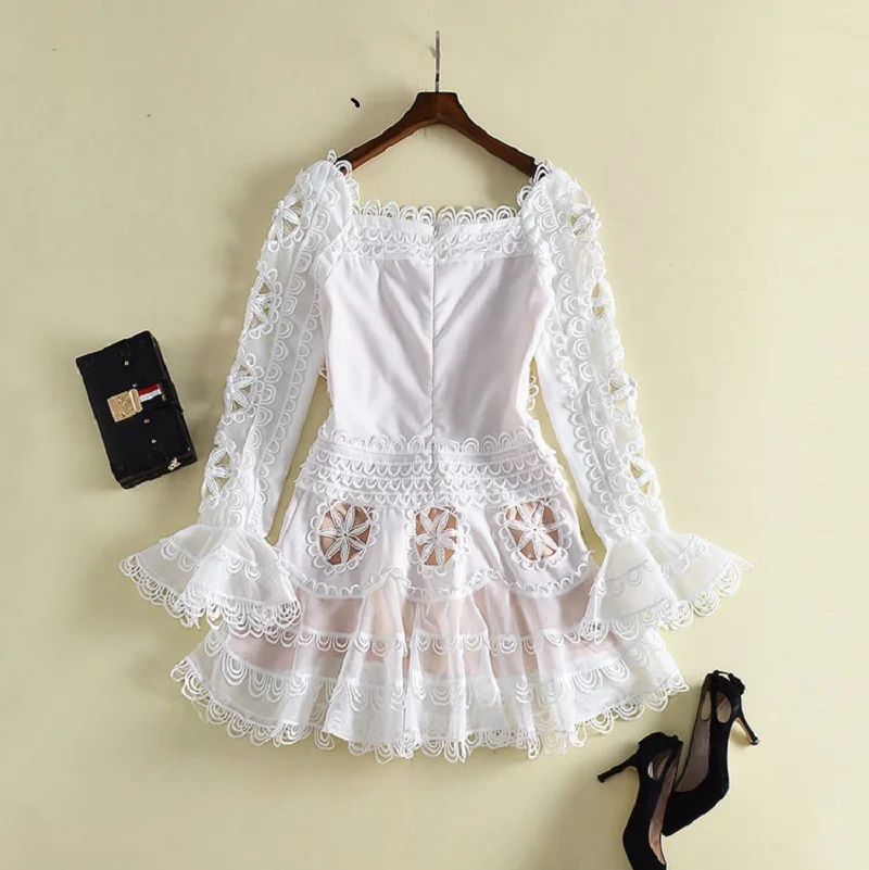 Новое летнее дизайнерское белое платье для женщин, бохо, с вырезами, с цветами, милое платье принцессы, с аппликацией, с вышивкой, с вырезом, вечерние, Пляжное Платье