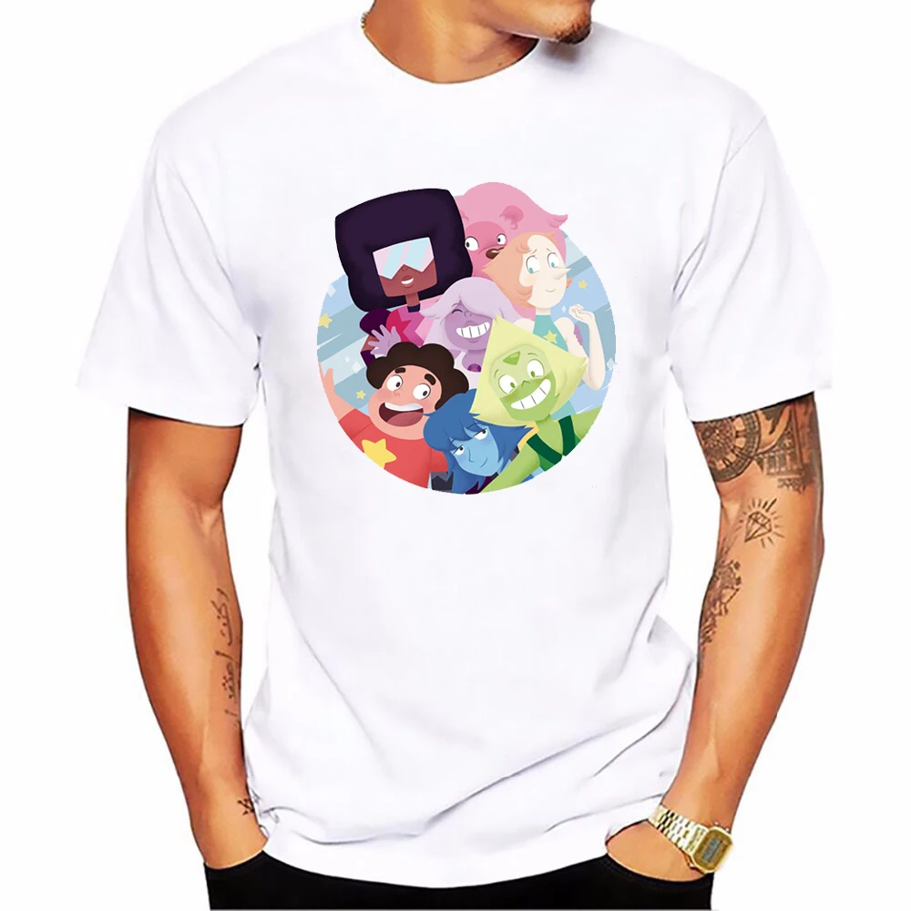 

2019 new arrival Men's T Shirt short sleeve O-Neck Tee Steven Universe Cartoon Funny Awesome Tee harajuku Cotton camiseta hombre