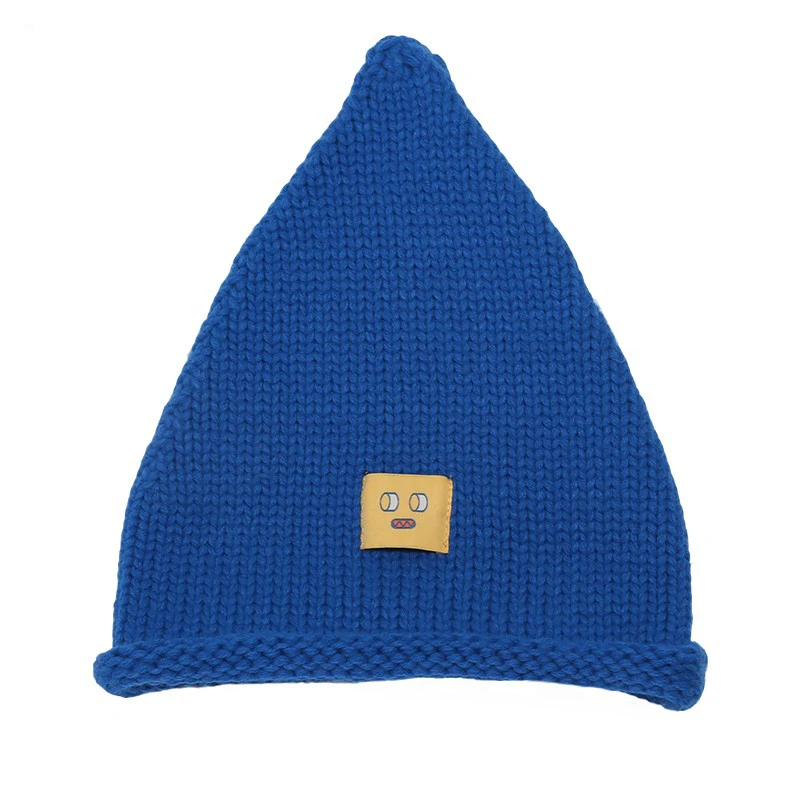 2019 Winter Fashion Knitted Black Hat Autumn Woman Thick Warm Wool Cap Ladies New Triangle Curling Print Casual | Аксессуары для