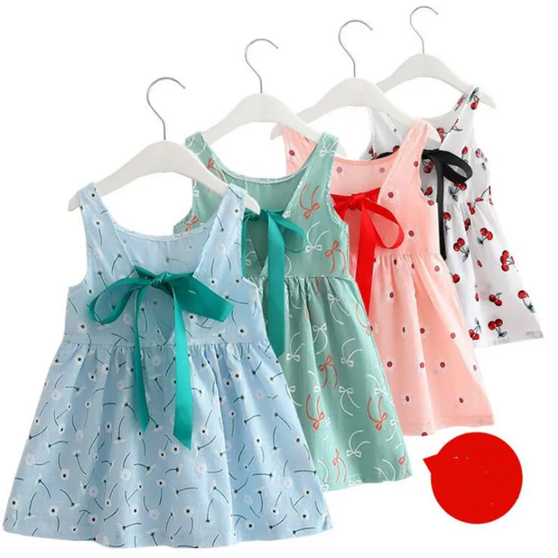 1-6 Years Kids Girls Dresses 2019 New Summer Cotton Sleeveless Floral Print Toddler Children Princess Dress | Детская одежда и