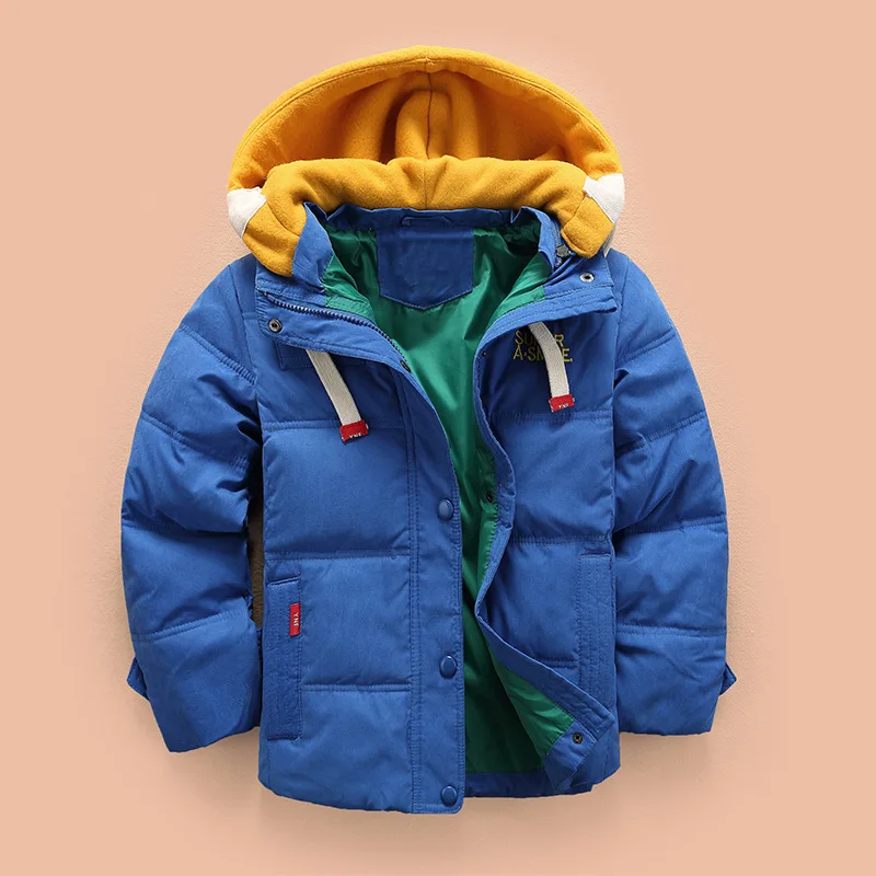 Зимнее пальто для мальчиков, Детская куртка с капюшоном, детская одежда для мальчиков 3, 4, 5, 6, 8, 10 лет, детская Вельветовая куртка, новинка - Цвет: Небесно-голубой