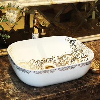 

Oval Europe style chinese washbasin sink Jingdezhen Art Counter Top ceramic bathroom sink face wash basin