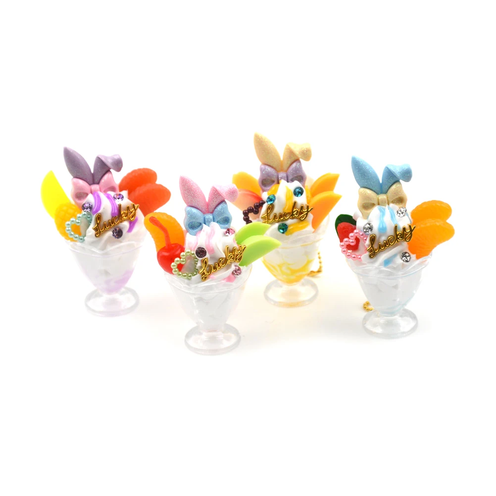 

1pcs Cute Resin Hard Ice Cream Fruit Cup Cake Food Simulation Kid Kitchen Toys Dollhouse Miniature Randomly